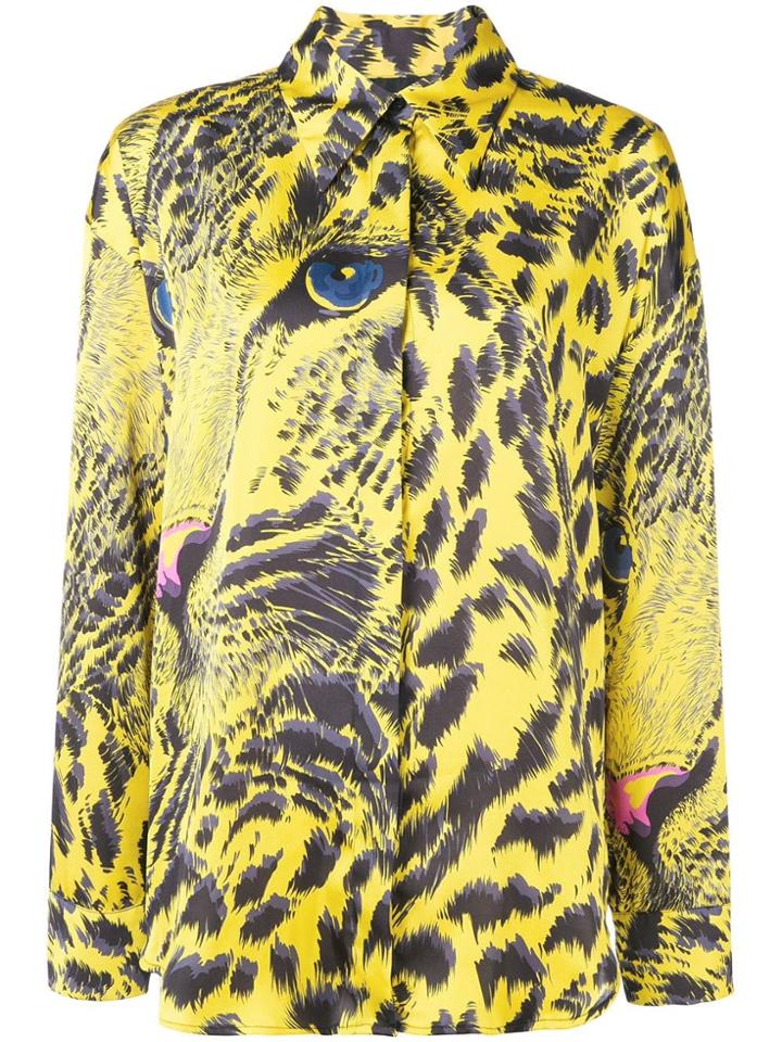 Msgm Abstract Tiger Print Shirt - Yellow & Orange