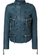 Faith Connexion Double-breasted Effect Biker Jacket - Blue