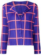 Pleats Please By Issey Miyake Grid Print Pleated Jacket