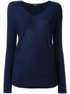 Steffen Schraut V-neck Jumper, Women's, Size: 34, Blue, Viscose/polyamide/polyester/cashmere