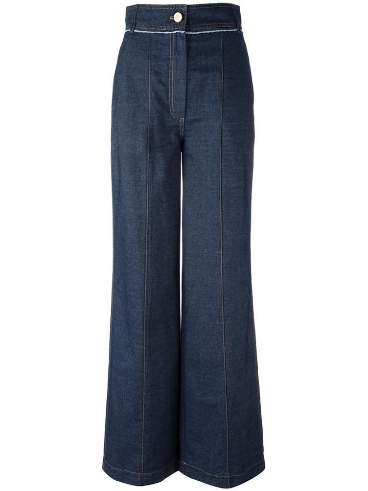 Lanvin Stitched Wide Leg Jeans, Women's, Size: 38, Blue, Cotton