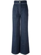 Lanvin Stitched Wide Leg Jeans, Women's, Size: 38, Blue, Cotton