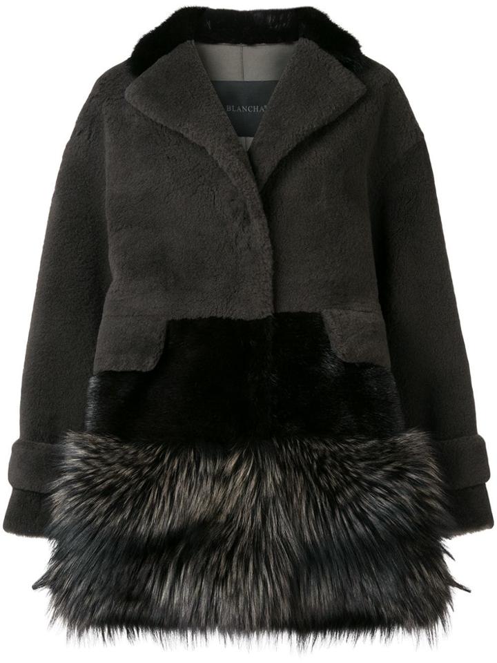 Blancha Contrast Material Coat - Grey