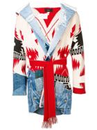 Alanui Patchwork Belted Coat - Blue
