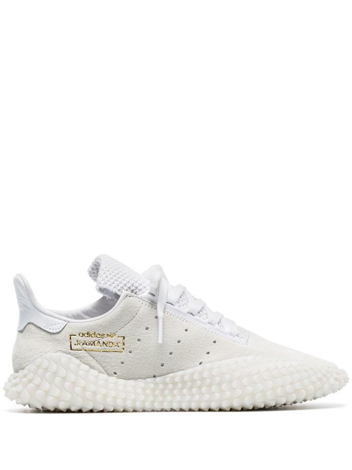 Adidas White Kamanda Suede And Mesh Sneakers