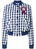 Love Moschino Badge Buttoned Bomber Jacket, Women's, Size: 42, Blue, Cotton/polyamide/spandex/elastane/acetate