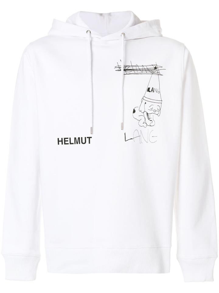 Helmut Lang Dog Doodle Print Hoodie - White