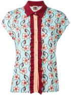 I'm Isola Marras Floral Print Shortsleeved Shirt, Women's, Size: 44, Blue, Polyester/spandex/elastane/acetate/viscose
