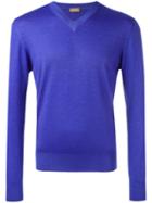 Cruciani - V-neck Sweater - Men - Silk/cashmere - 50, Pink/purple, Silk/cashmere