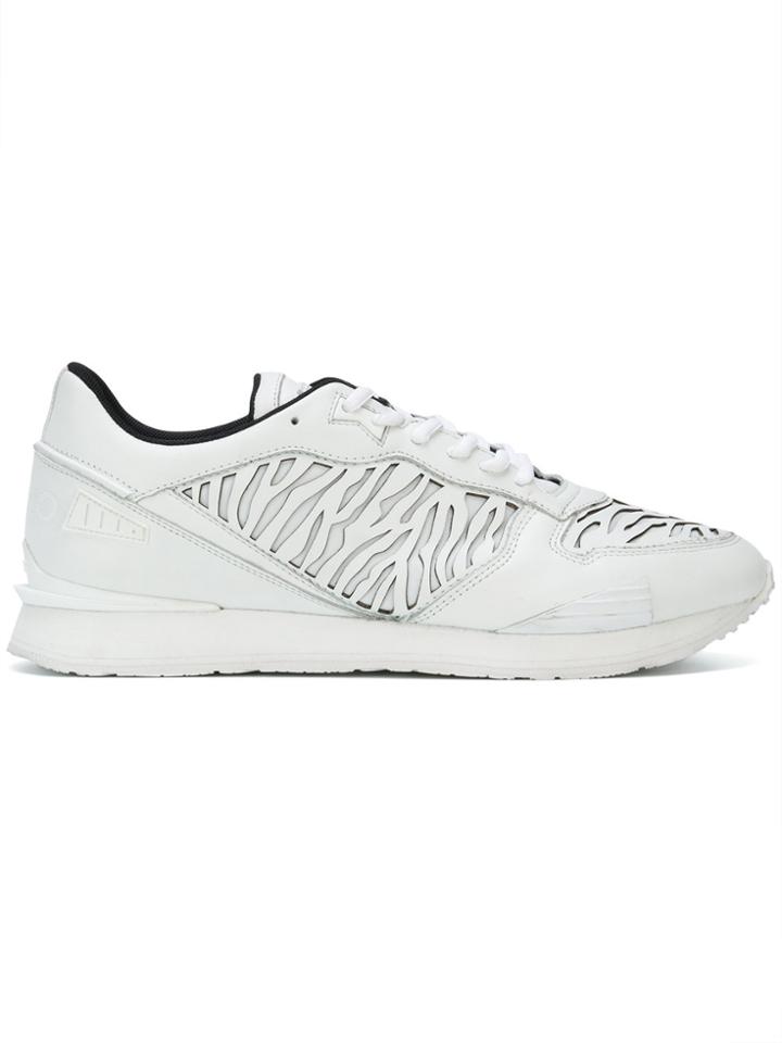 Kenzo Laser Cut Tiger Stripe Sneakers - White