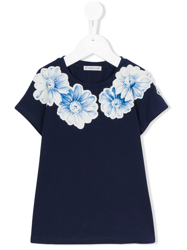 Moncler Kids - Floral Print T-shirt - Kids - Cotton/spandex/elastane - 6 Yrs, Girl's, Blue