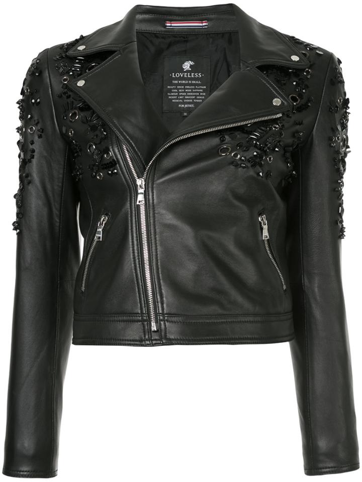 Loveless Cropped Biker Jacket - Black