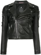 Loveless Cropped Biker Jacket - Black