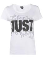 Just Cavalli Embellished Logo Print T-shirt - White