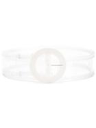 Alexa Chung Clear Round Buckle Belt - White