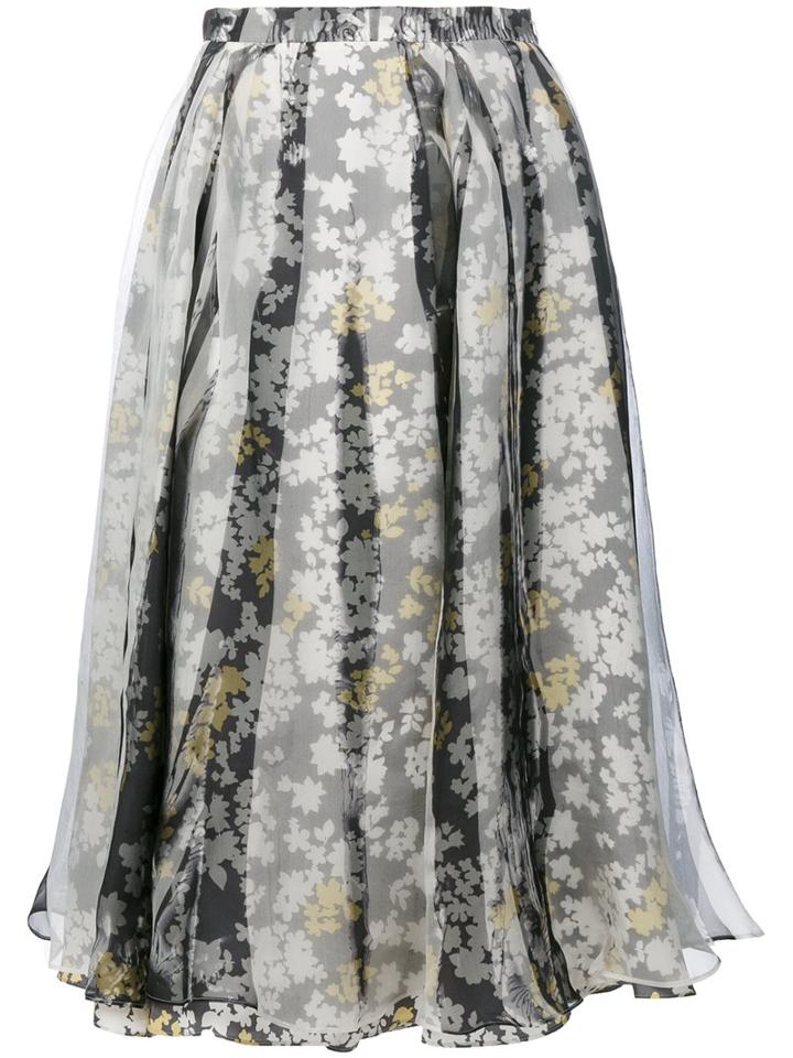 Jil Sander - Floral Pleated Skirt - Women - Silk - 36, Yellow, Silk