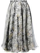 Jil Sander - Floral Pleated Skirt - Women - Silk - 36, Yellow, Silk
