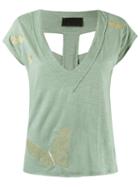 Andrea Bogosian V-neck Blouse, Women's, Size: G, Green, Cotton/polyester