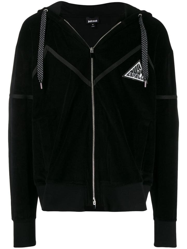 Just Cavalli Striped Zip-up Hoodie - Black