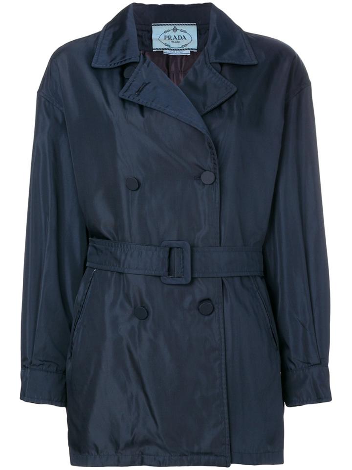 Prada Vintage Short Trench Coat - Blue