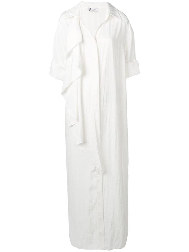 Lanvin Draped Ruffle Shirt Dress - White