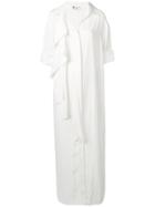 Lanvin Draped Ruffle Shirt Dress - White