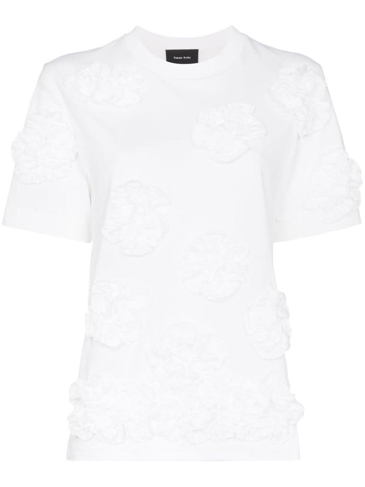 Simone Rocha Floral Appliqué Cotton T-shirt - White