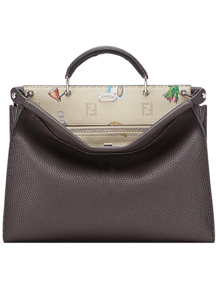 Fendi Printed Peekaboo Tote Bag - Brown