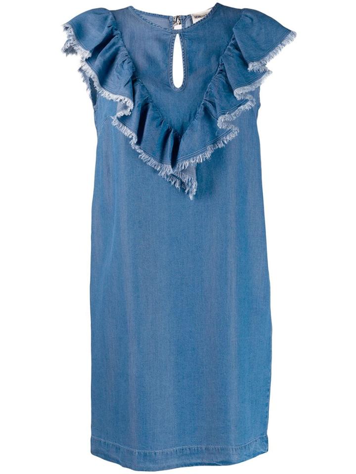 Semicouture Raw Hem Denim Dress - Blue
