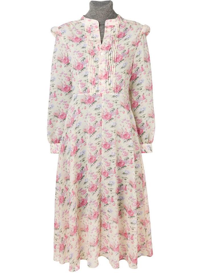 Junya Watanabe Knitted Roll-neck Floral Dress - Yellow