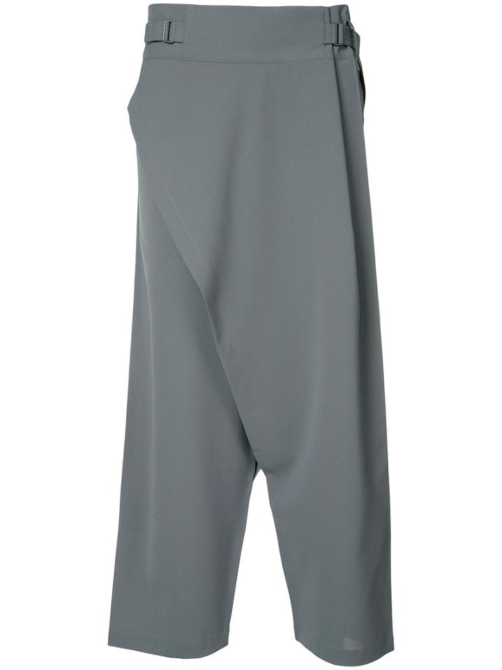 132 5. Issey Miyake - Drop-crotch Cropped Trousers - Women - Polyester - 3, Grey, Polyester