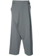 132 5. Issey Miyake - Drop-crotch Cropped Trousers - Women - Polyester - 3, Grey, Polyester