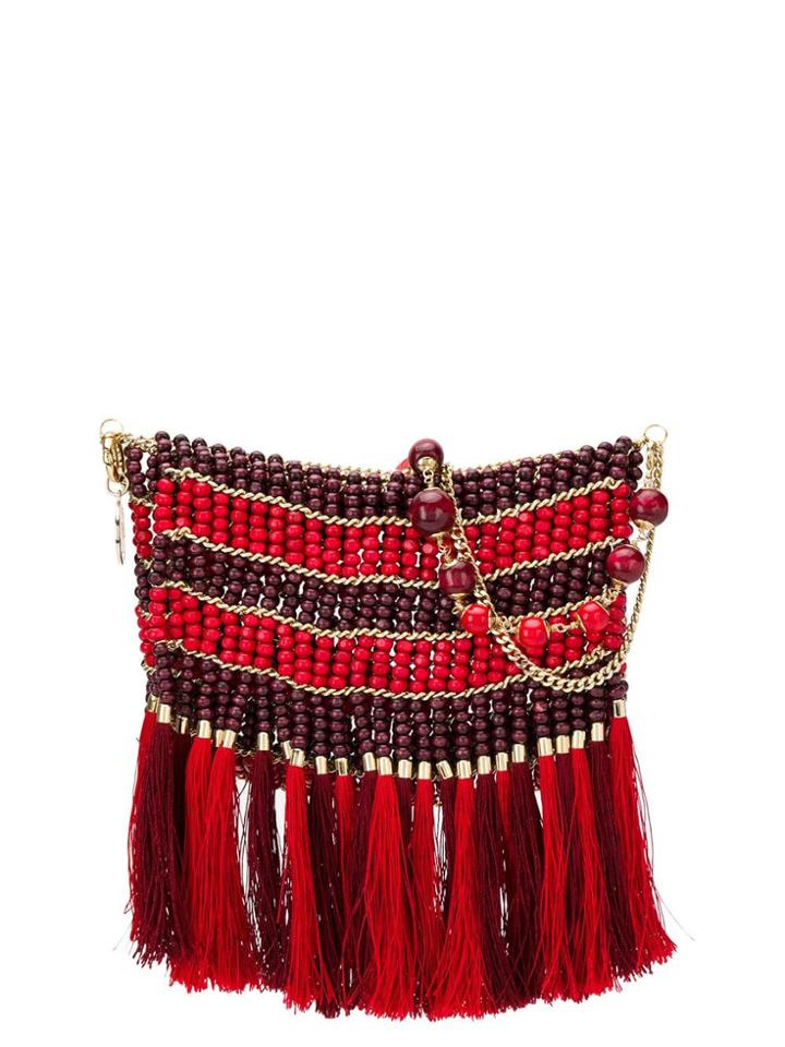 Rosantica Beaded Tassel Crossbody Bag - Red