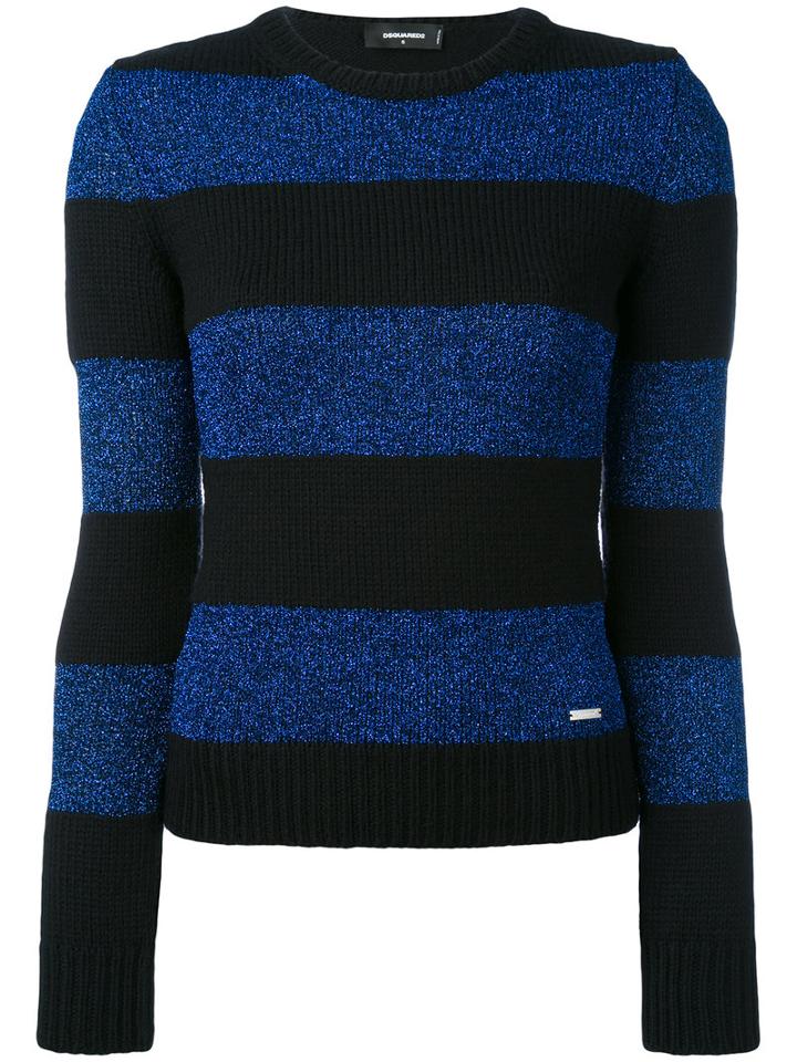 Dsquared2 - Striped Knitted Top - Women - Polyester/virgin Wool/polyimide - M, Women's, Black, Polyester/virgin Wool/polyimide