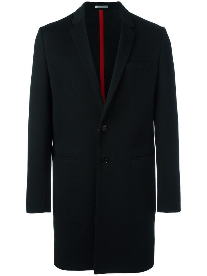 Dior Homme Single Breasted Coat, Men's, Size: 48, Black, Virgin Wool/cupro/polyamide/spandex/elastane