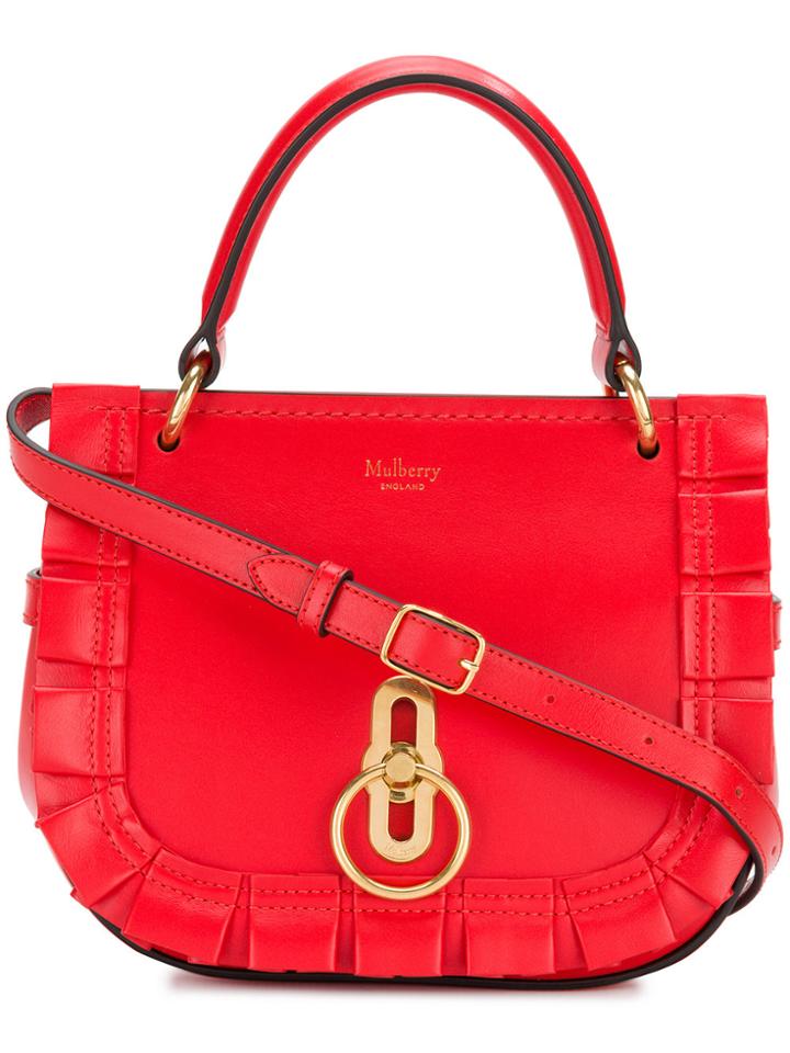 Mulberry Ruched Edges Shoulder Bag - Red