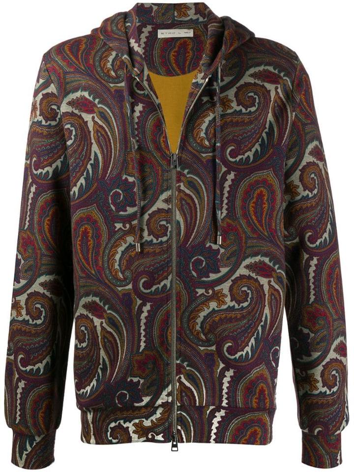 Etro Paisley Print Zip Front Hoodie - Neutrals