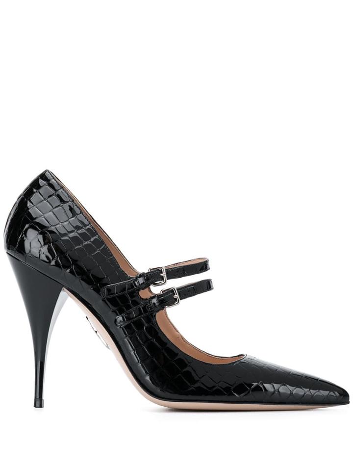 Miu Miu Snakeskin Effect High-heels - Black