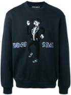 Dolce & Gabbana Musician Patch Sweatshirt, Men's, Size: 52, Blue, Cotton/wool/viscose/acrylic