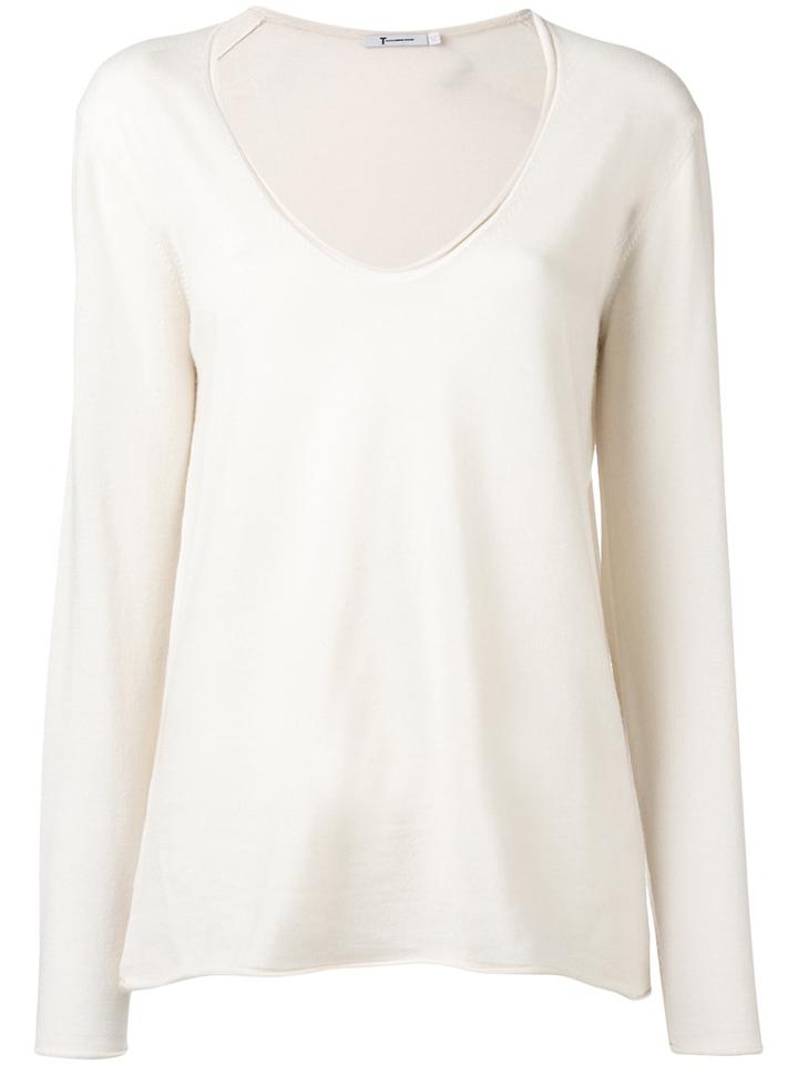 T By Alexander Wang - Scoop Neck Sweatshirt - Women - Merino - L, Nude/neutrals, Merino
