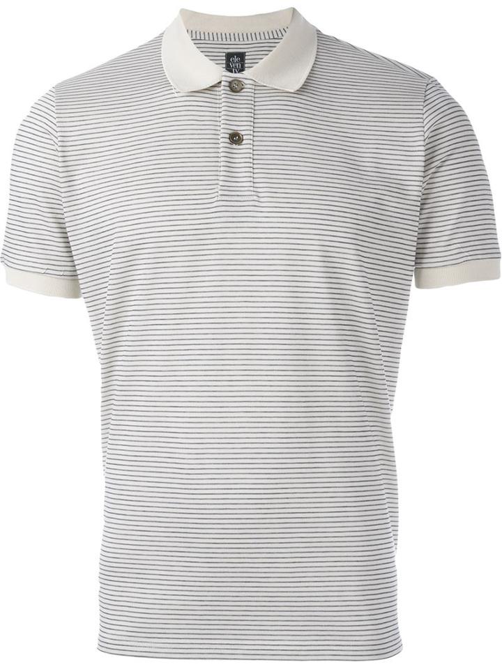 Eleventy Striped Polo Shirt, Men's, Size: Large, Nude/neutrals, Cotton