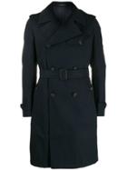Tagliatore Belted Double-breasted Coat - Blue