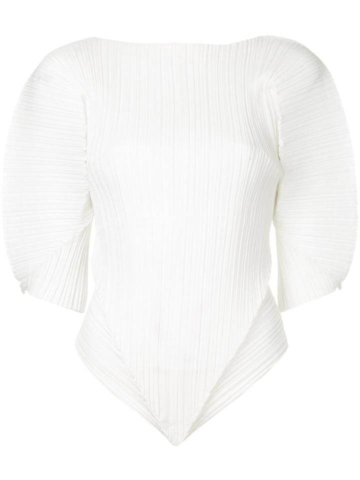 Issey Miyake Vintage Pleated Structured Blouse - White