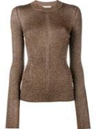 Christopher Kane Metallic Knit Crew Neck Sweater, Women's, Size: Small, Brown, Viscose/polyester/nylon