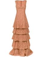 Martha Medeiros Lace Maxi Gown - Brown