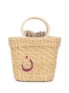 Poolside Maknoon Embroidered Tote Bag - Brown