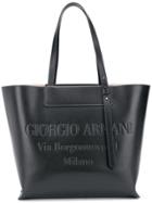Giorgio Armani Embossed Logo Tote - Black