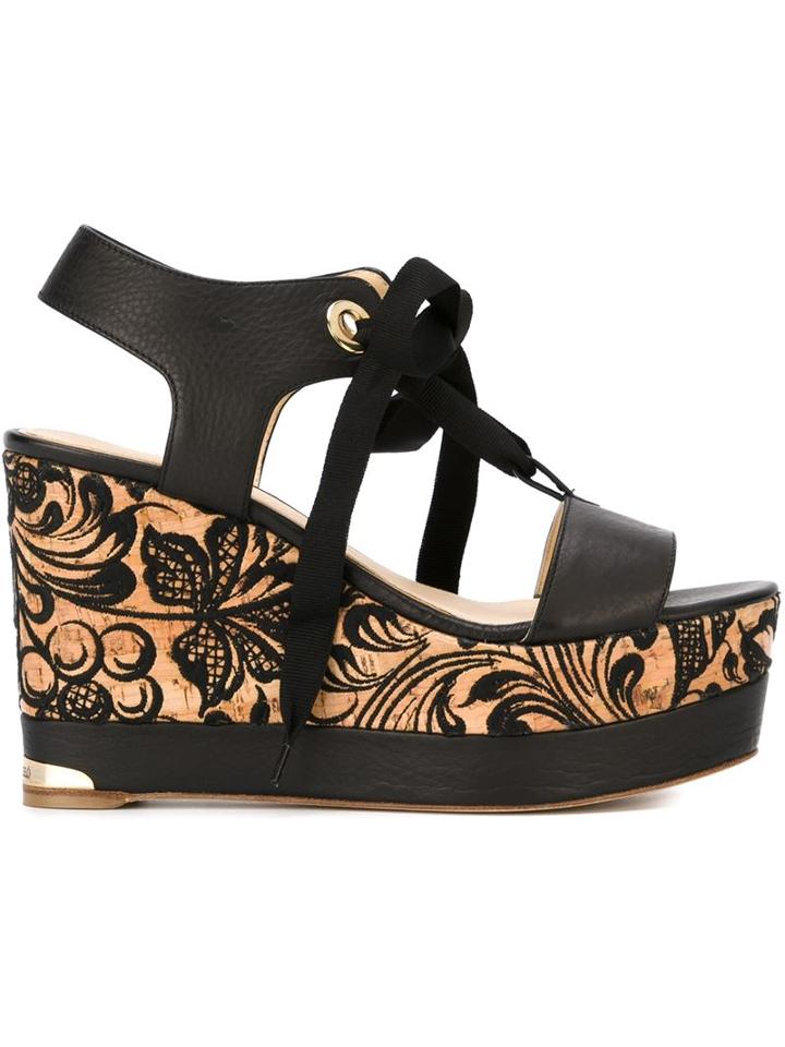 Paloma Barceló Printed Sole T-bar Sandals