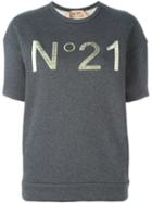 No21 Logo Print Sweatshirt, Women's, Size: 42, Grey, Cotton