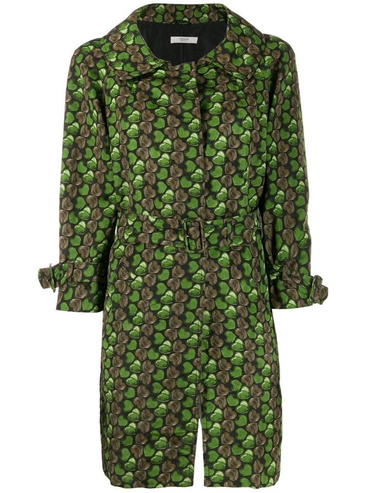 Prada Heart Print Trench Coat - Green